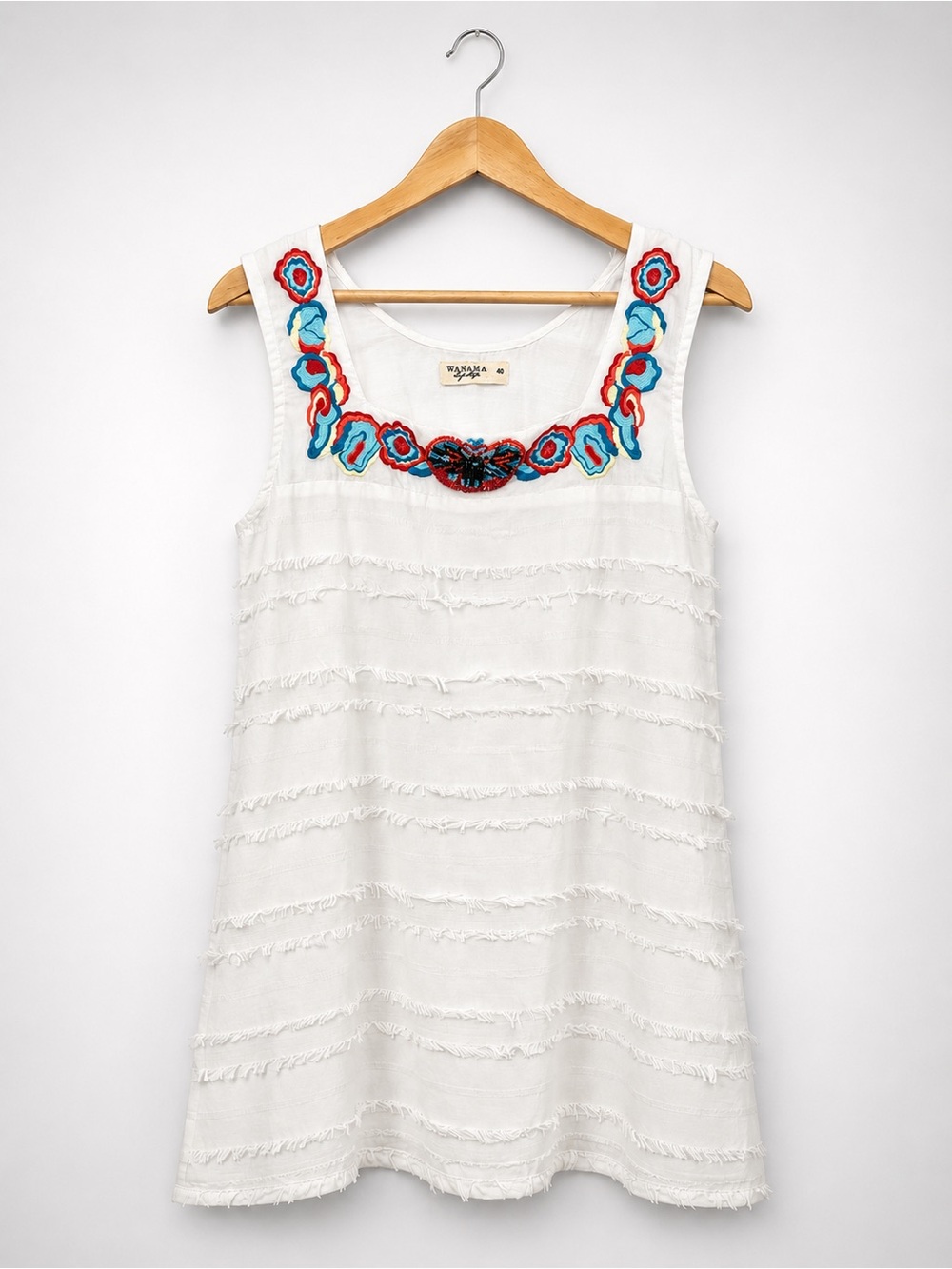 ⭐️Clearance | Wanama Lifestyle White Fringe Embroidered Beach Cover Up Dress